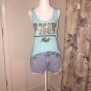 VICTORIA'S SECRET PINK SEQUIN MUSCLE TANK, SIZE M